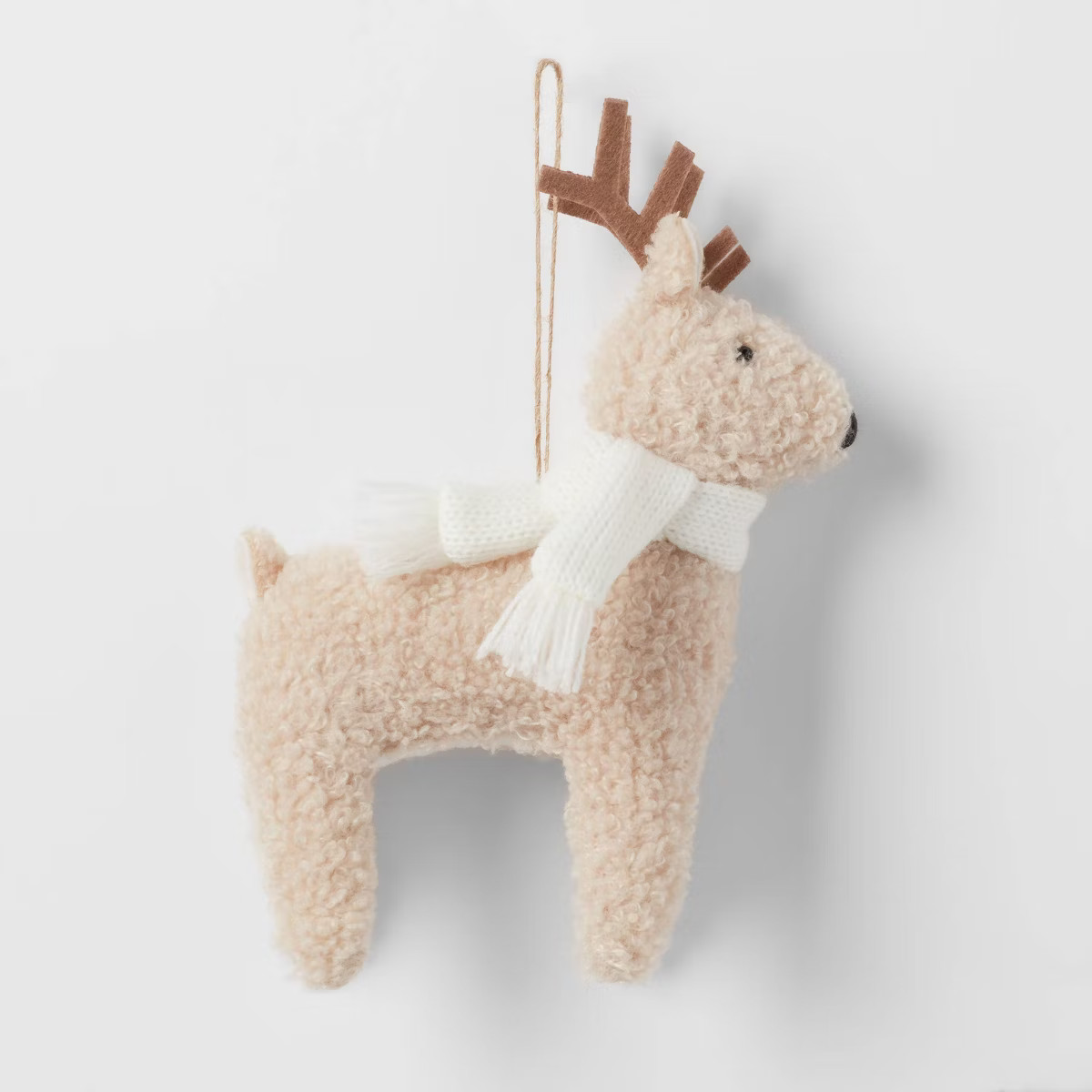 Faux Shearling Deer with Scarf Christmas Tree Ornament - Wondershop™ | Target