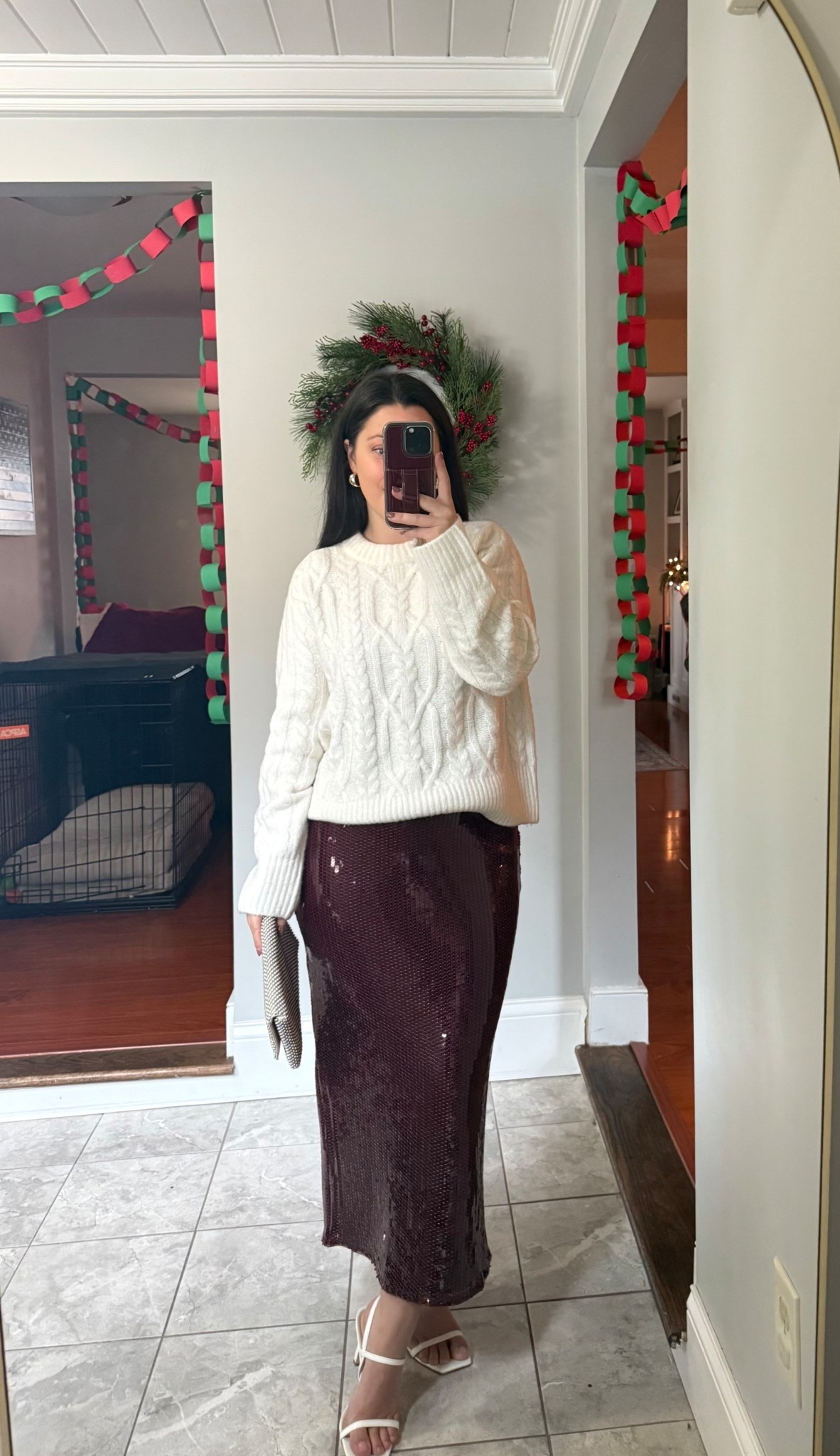 Size xs petite dress, xxs sweater (I size down in these) on sale + code CYBERAF to save even more!

Holiday outfit, Christmas outfit, sequin dress, burgundy, Christmas party, holiday party, formal dress, midi dress, petite dress, Black Friday, cyber week, cyber Monday 

#LTKHoliday #LTKCyberWeek #LTKPetite