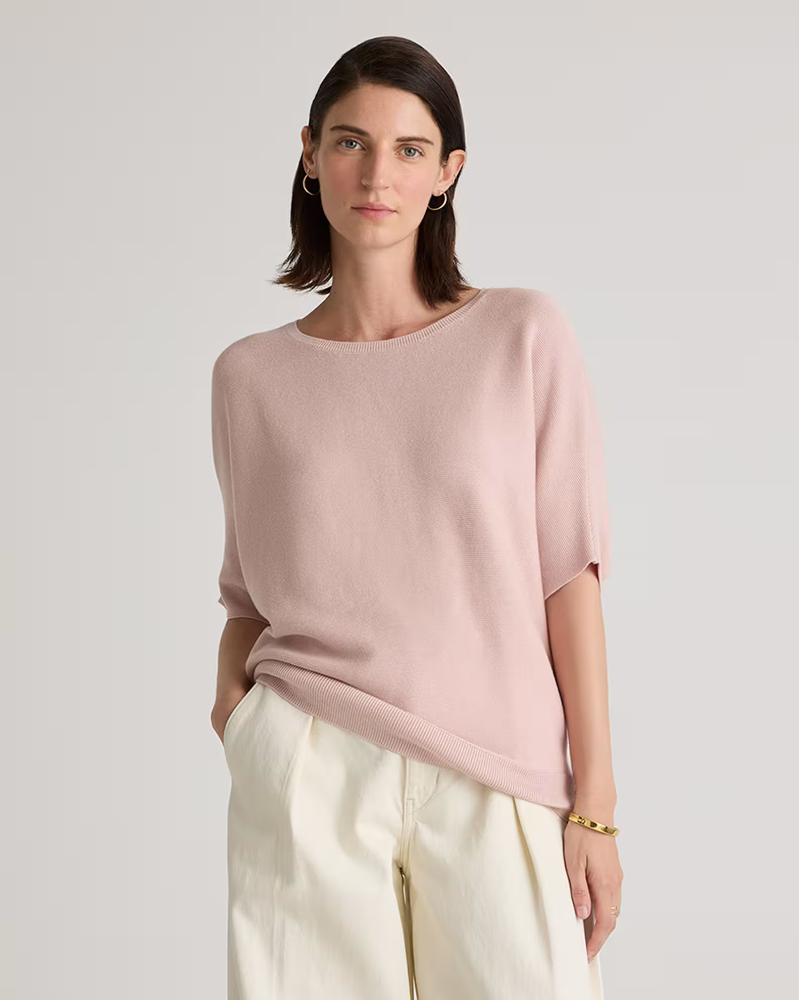 Lightweight Cotton Cashmere Link-Stitch Dolman Sweater | Quince