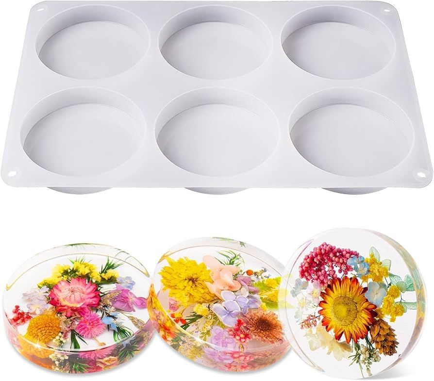 LET'S RESIN Extra Deep Resin Coaster Molds Silicone, 4 Inches Large 6 Cavity Silicone Molds for R... | Amazon (US)