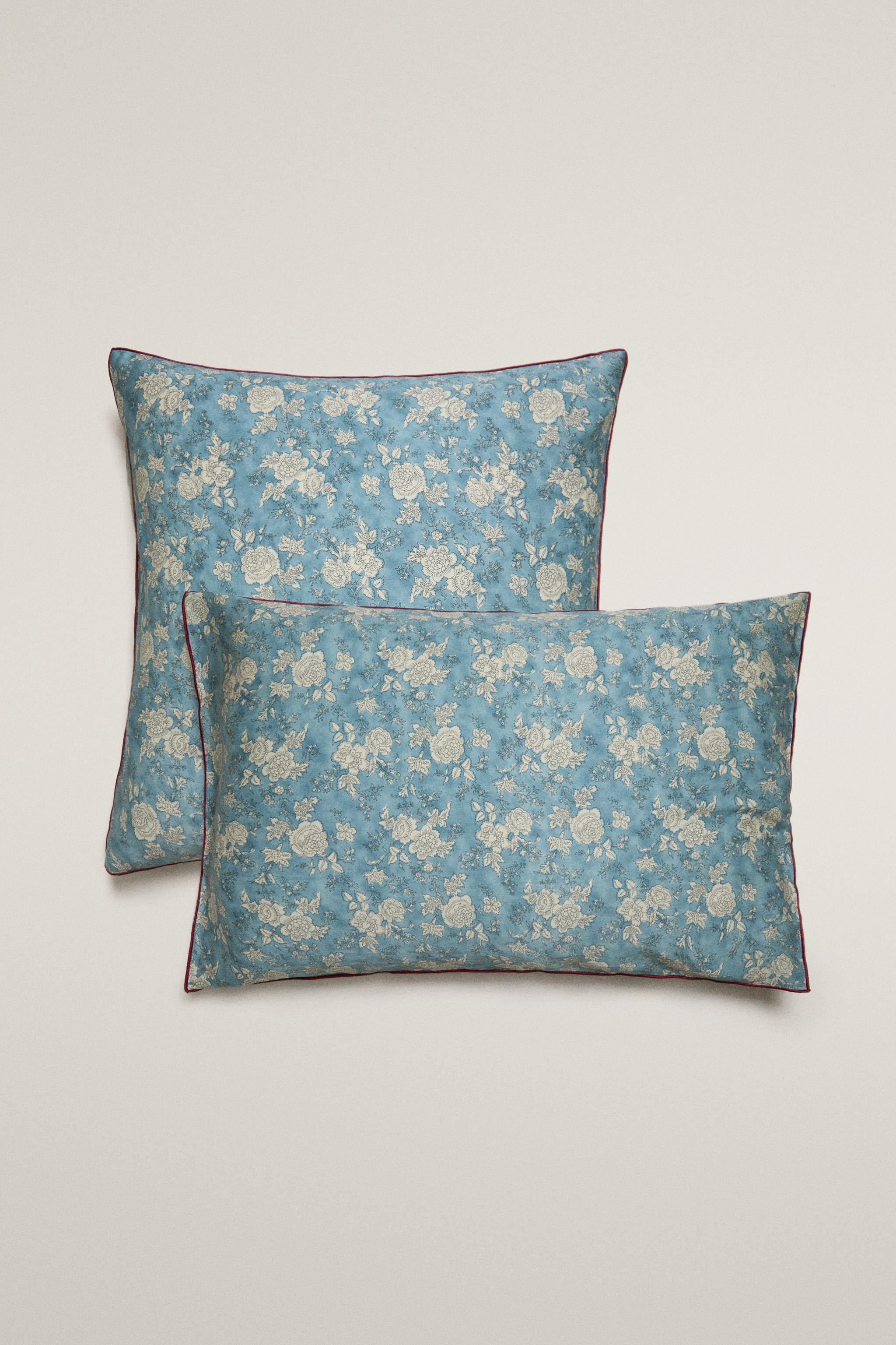 FLORAL SATEEN PILLOWCASE WITH PIPING | Zara US