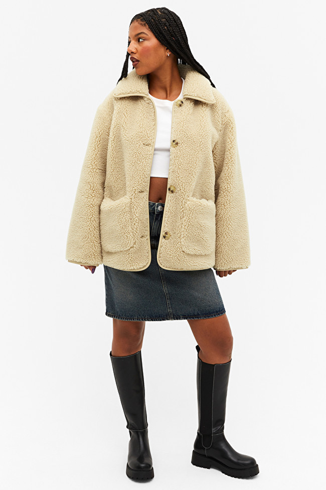 Teddy faux fur jacket | Monki