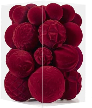 Velvet Ornaments for Christmas Tree, 36Pcs Flocked Ornaments Ball for Christmas Tree Decorations,... | Amazon (US)