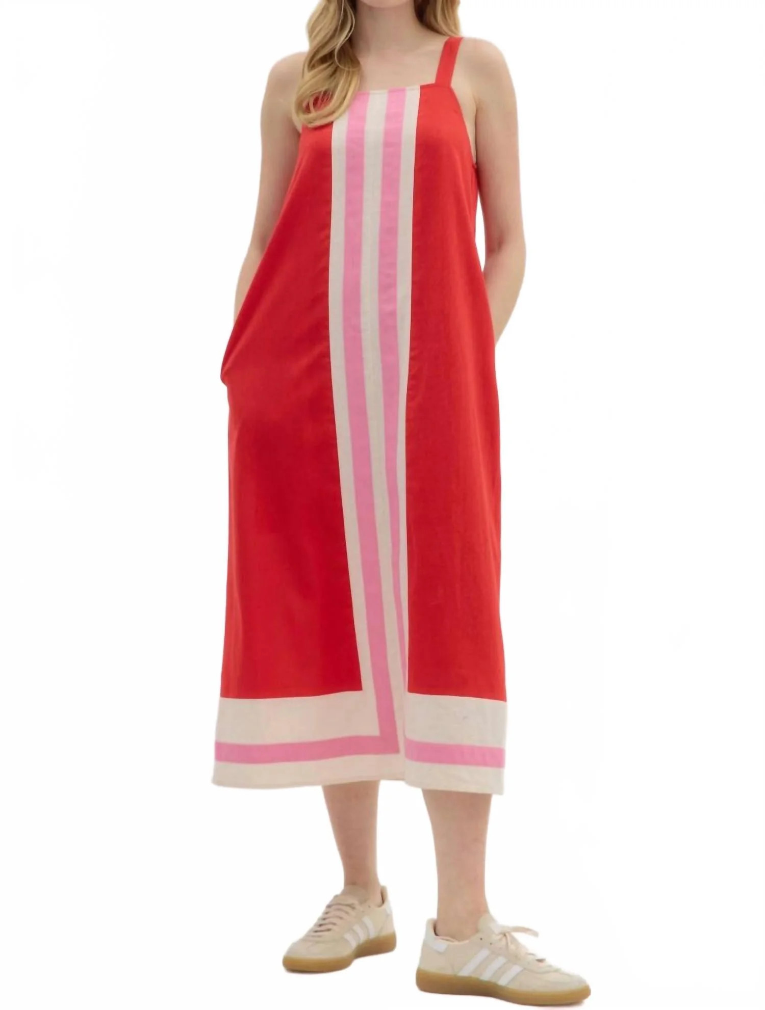 Porch Swing Color-Block Dress In Red | Shop Simon