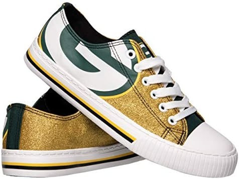 FOCO Womens NFL Team Logo Glitter Low Top Canvas Sneakers Shoes | Amazon (US)