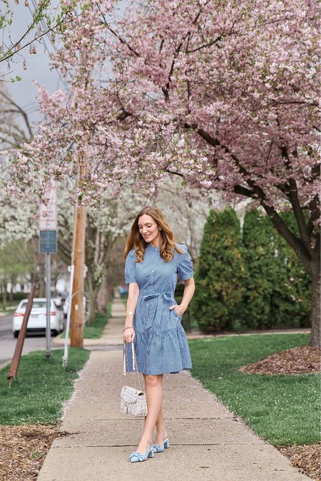 Feeling blue in a good way! 🩵 An all blue ensemble feels fresh for spring and leading into the summer months. Love that the dress has gold buttons, pockets, a beautiful bow at the waist, and stripes. Fits true to size #springoutfit #summeroutfit #maxiskirt #lclaurenconrad #vacationoutfit 

#LTKSeasonal #LTKfindsunder50 #LTKsalealert