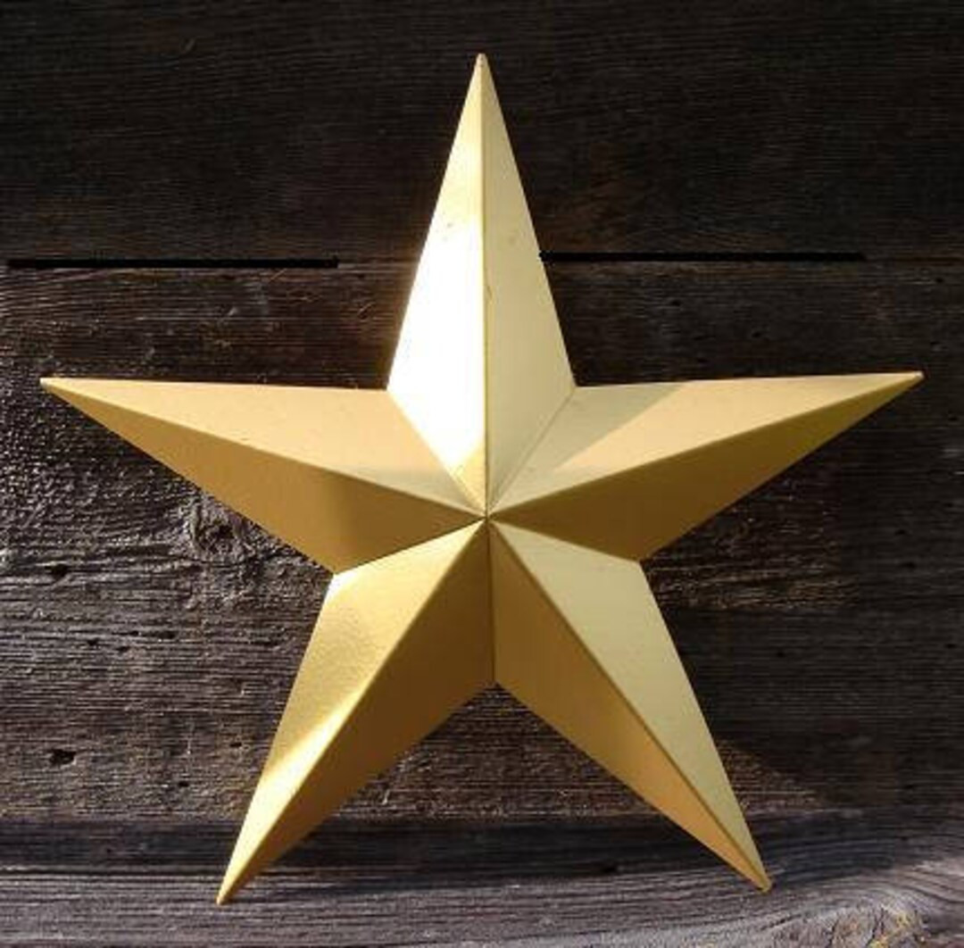 16"- 32" Solid OR Rustic Metallic Gold Galvanized Metal Tin Painted Barn Star Farmhouse Country D... | Etsy (US)