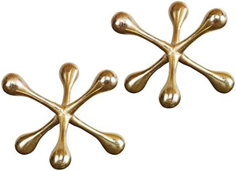 MY SWANKY HOME Luxe Modern Gold Jacks Sculpture Set 2 Atomic Burst Mid Century Abstract Brass | Amazon (US)