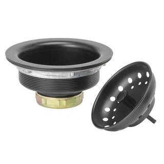 Fixed Post Kitchen Sink Strainer - Stainless steel with matte black finish | The Home Depot