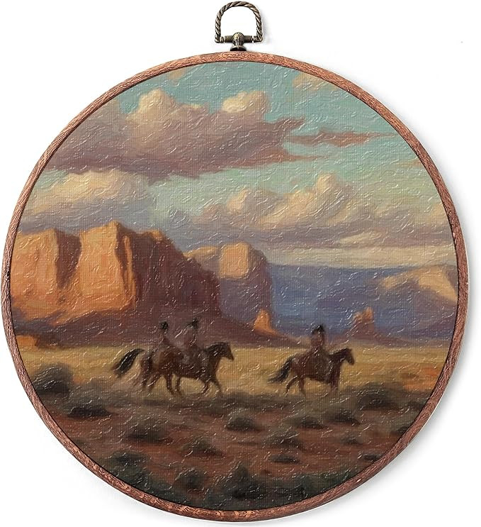 Threegoat Retro Western Cowboy Canvas Round Wall Art,Preppy Trendy Wall Art Decor Room Decor,Funk... | Amazon (US)