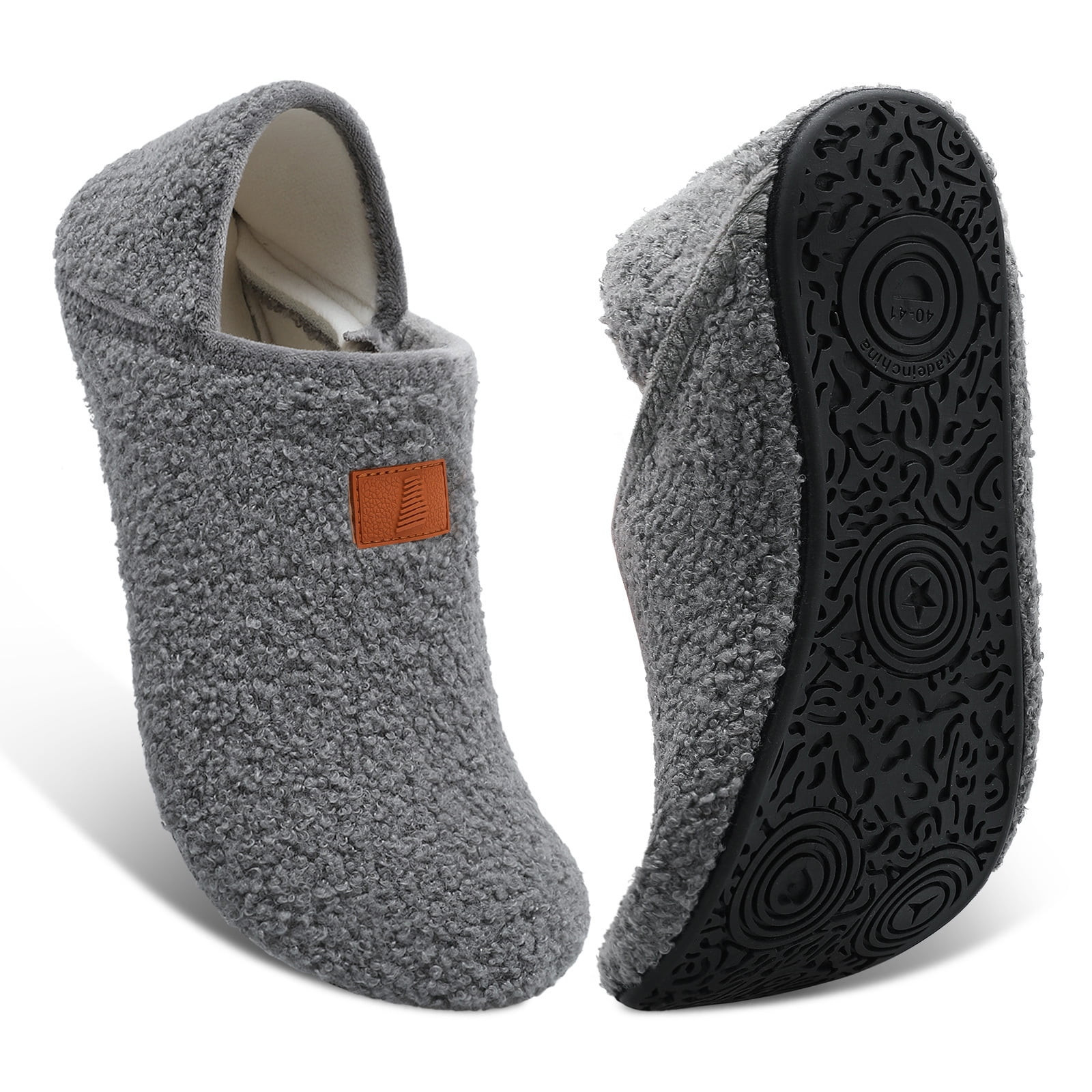 Barerun Slippers for Men and Women Indoor House Shoes Warm Sherpa Dark Grey | Walmart (US)