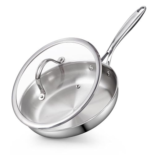 Cooks Standard Stainless Steel Frying Pan with Lid, 12-Inch Multi-Ply Clad Wok Stir Fry Pan, Kitchen Skillet, Silver | Amazon (US)