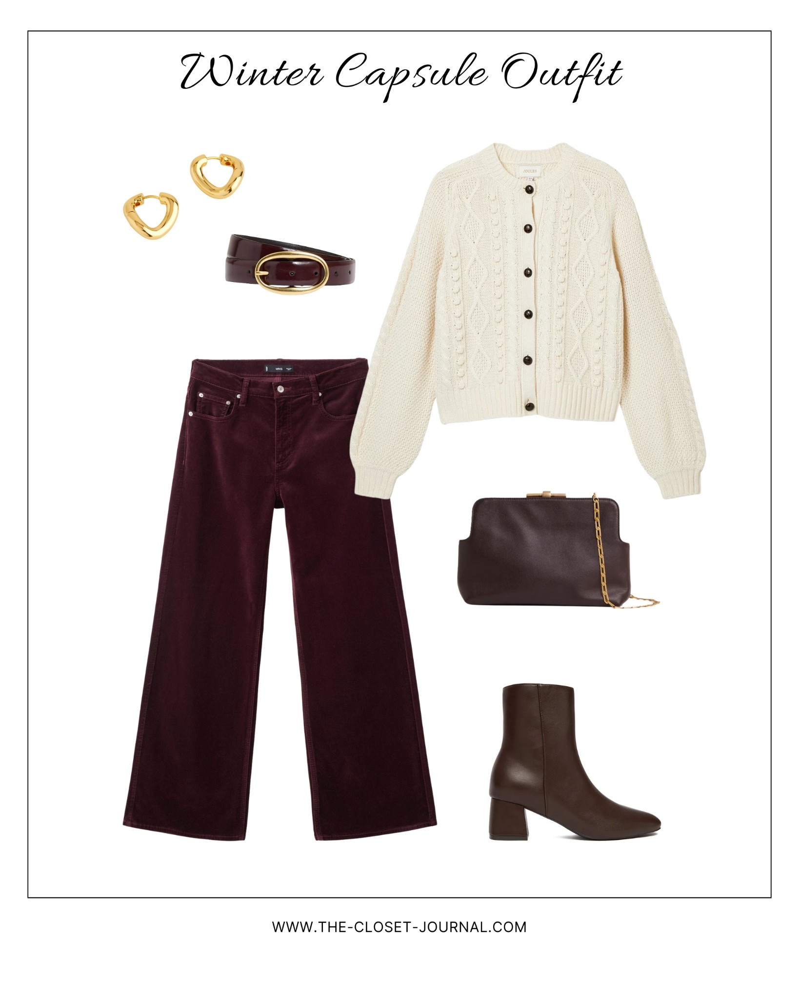 Velour burgundy pants and cable knit 💫