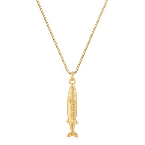 MUYAN Gold Anchovy Fish Pendant Necklaces for Women Beach Jewelry | Amazon (US)
