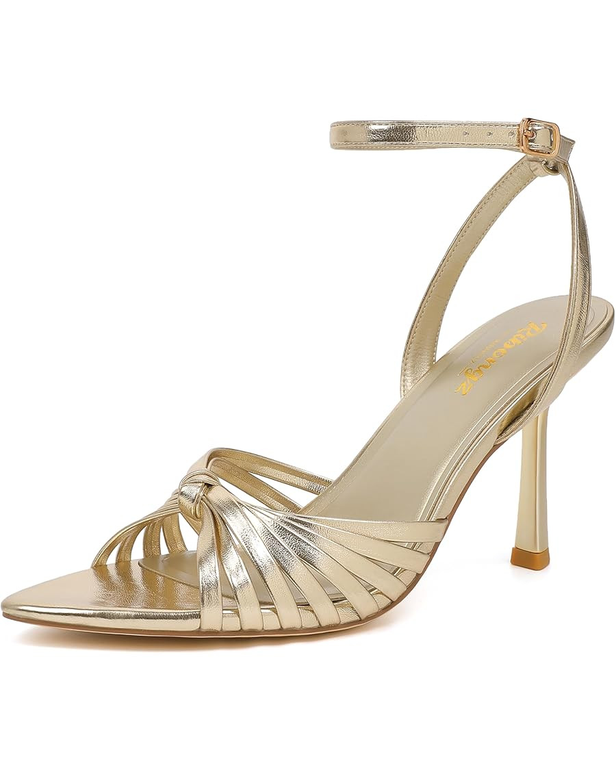 RIBONGZ High Heels for Women Lace Up Summer Sandals Strappy Heels Pointed Open Toe Ankle Strap Hi... | Amazon (US)