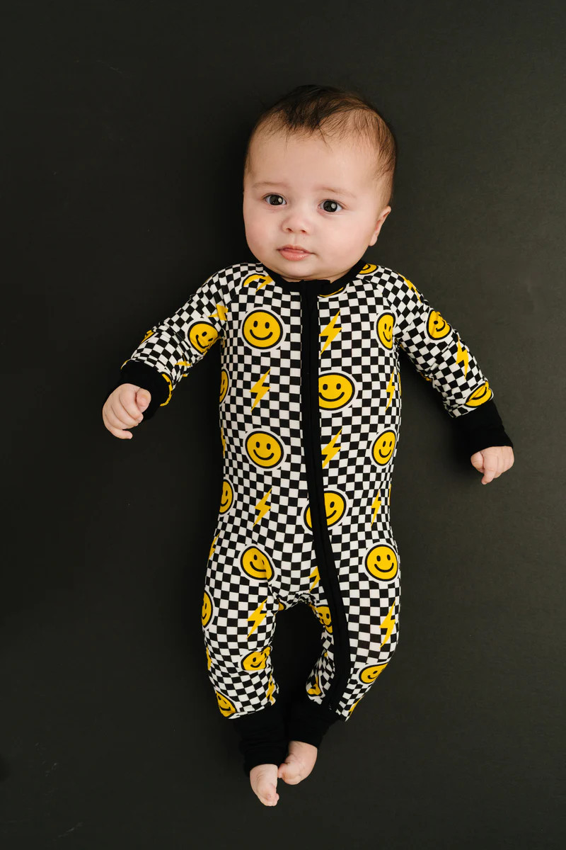 Black Bolt Check Bamboo Sleeper | Little One Shop Co