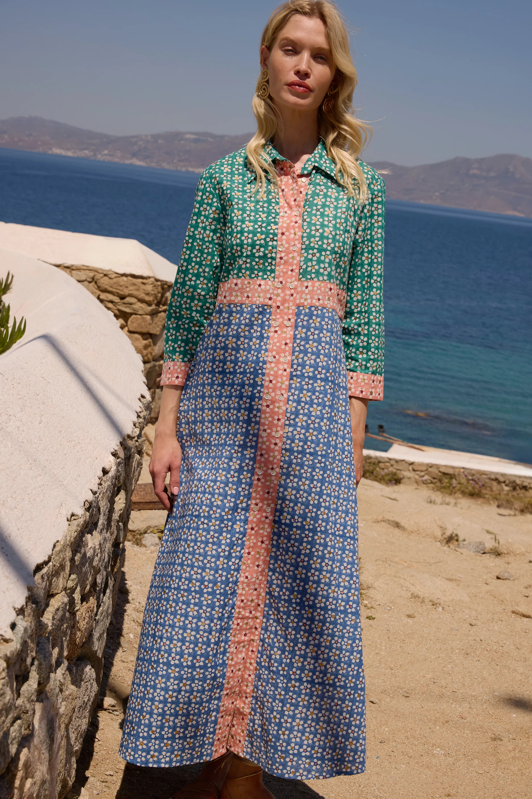 Shirt Dress Maxi- Aster Blue | Oliphant Design