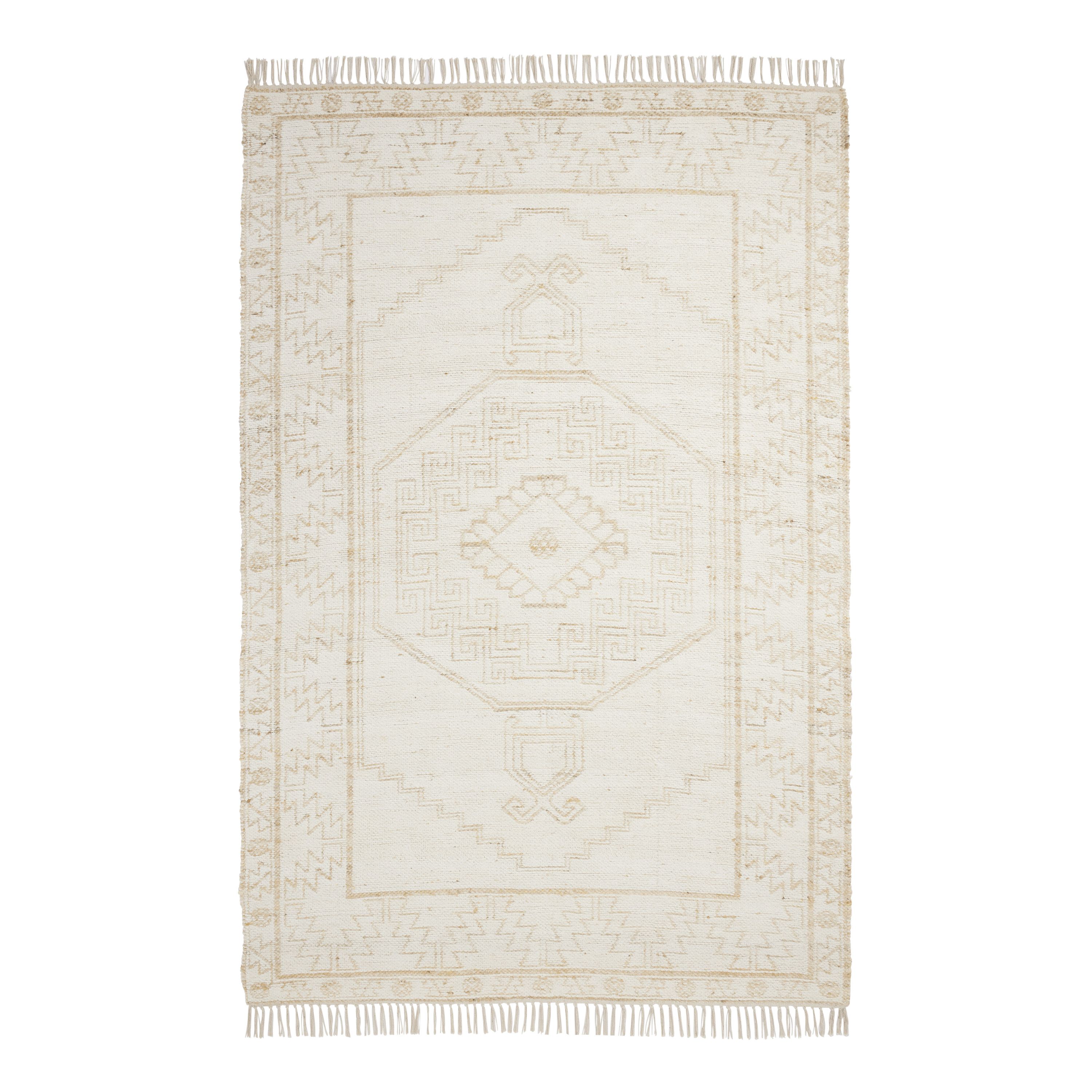 Naya Ivory and Natural Jute and Wool Reversible Area Rug | World Market