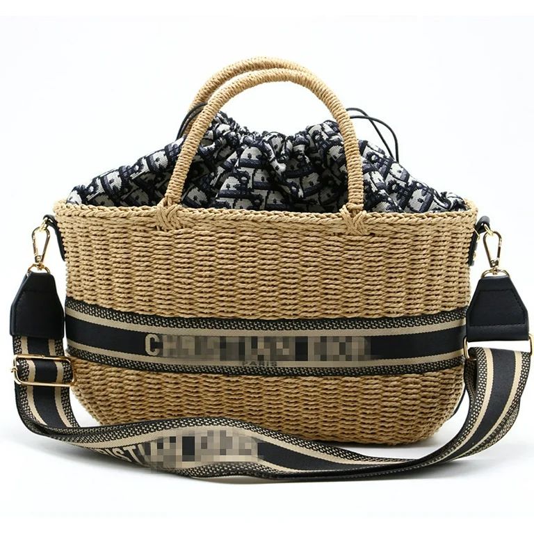 Hand-Woven Straw Handbag Bag Top Handle Satchel Handbags Handmade Large Straw Tote Bag Summer Bea... | Walmart (US)