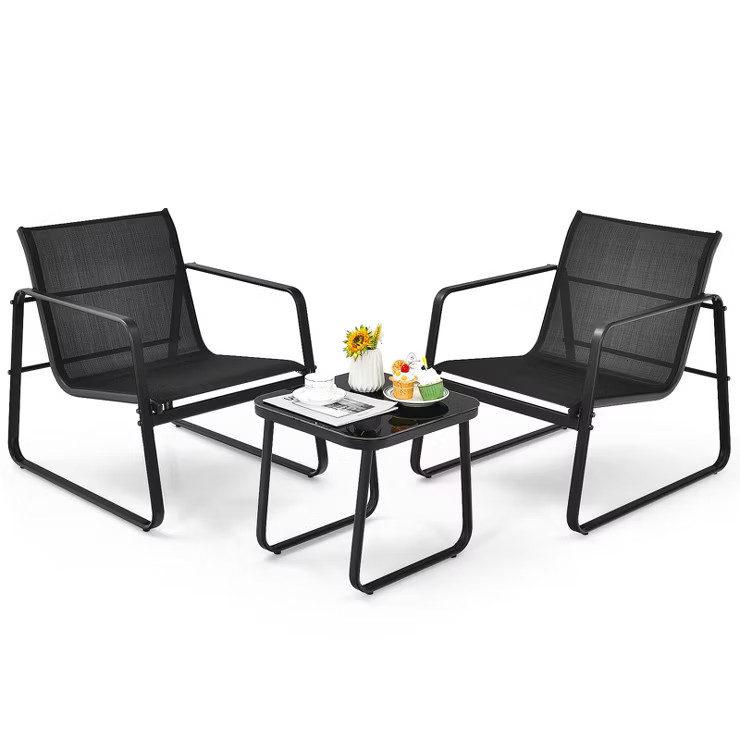 Tangkula Set of 3 Outdoor Bistro Furniture Set Patio Table & Chairs Set for Backyard Poolside Law... | Target