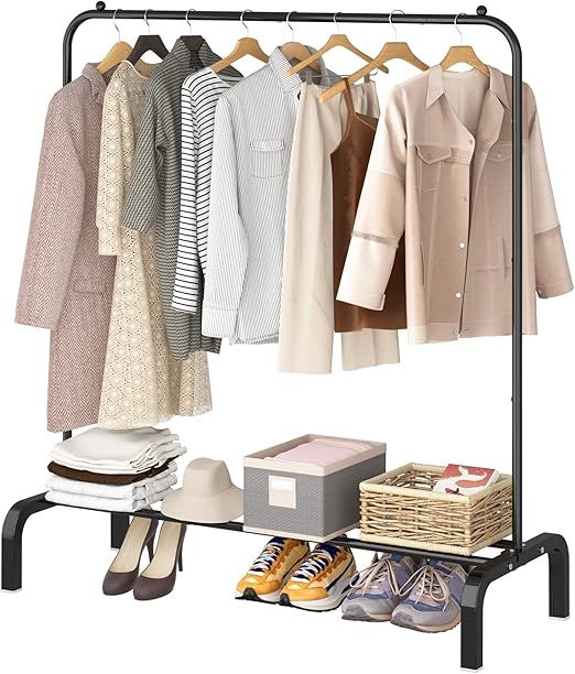 OTROUWORHT Clothes Rack Metal Clothing Rack with Bottom Shelf Garment Rack for Hanging Clothes Sh... | Amazon (US)