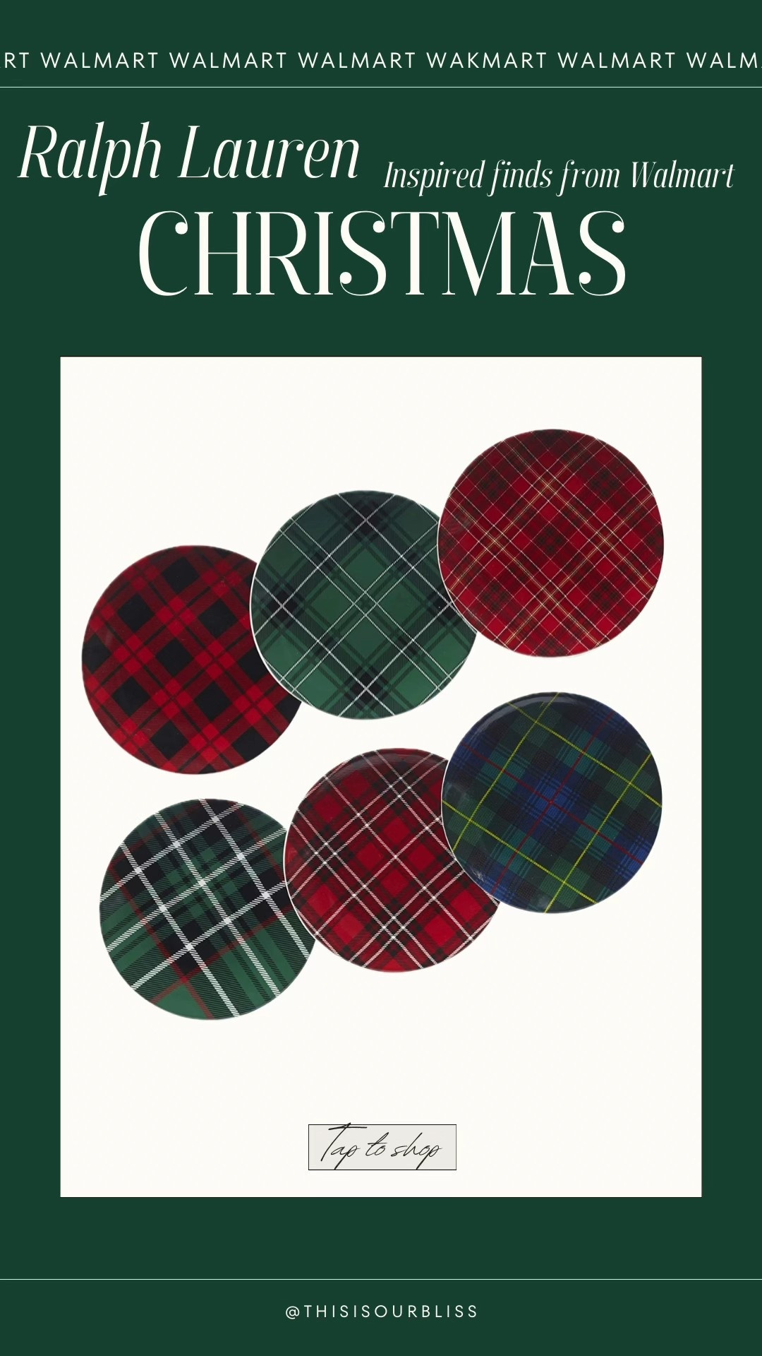 Ralph Lauren Christmas inspired finds from Walmart! Get the look for less with all of these classic Christmas decor pieces! 🎄

* a set of Plaid appetizer plates for your holiday table!

Ralph Lauren Christmas, holiday decor, Christmas table, Walmart, Walmart home, Walmart finds, designer look for less. 

#LTKHome #LTKSaleAlert #LTKHoliday