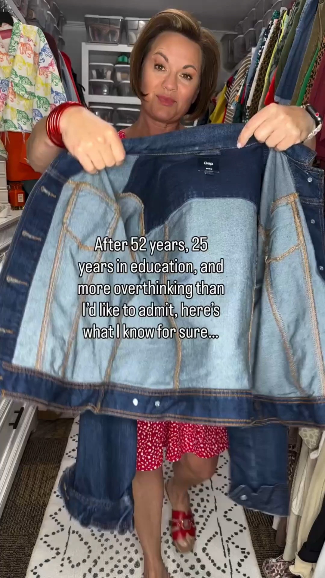 After 52 years, 25 years in education, and more overthinking than I’d like to admit, here’s what I know for sure…

Most of the things I spent years worrying about never happened.

The people who matter don’t care if you’ve gained weight, worn the same outfit twice, changed your mind, or started something new later than everyone else.

You don’t have to earn rest.

You don’t have to explain every decision.

And you definitely don’t need anyone’s permission to take up space in your own life.

The older I get, the less interested I am in being perfect and the more interested I am in being present.

That’s a trade I’ll make every time.

What do you know for sure at this stage of life?

#LTKOver40 #LTKMidsize #LTKgrwm