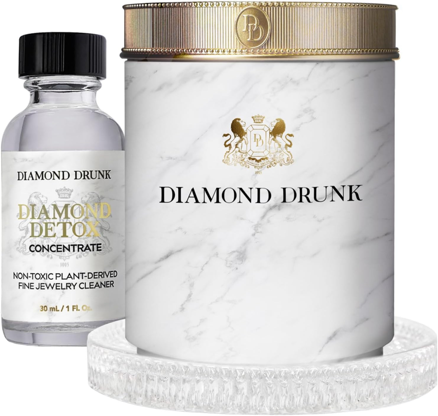 Diamond Drunk The Starter Collection - Non-Toxic, Fine Jewelry Cleaning Kit for Diamond, Gold, & Platinum - Safe & Sustainable Liquid Cleaner Restores Shine for Rings, Necklaces, & More - Marble Smoke | Amazon (US)