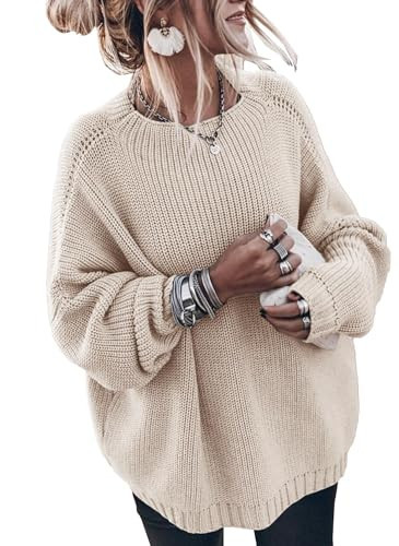 Womens Oversized Sweaters Loose Solid Casual Long Sleeve Mock Neck Knitted Jumper Tops | Amazon (US)