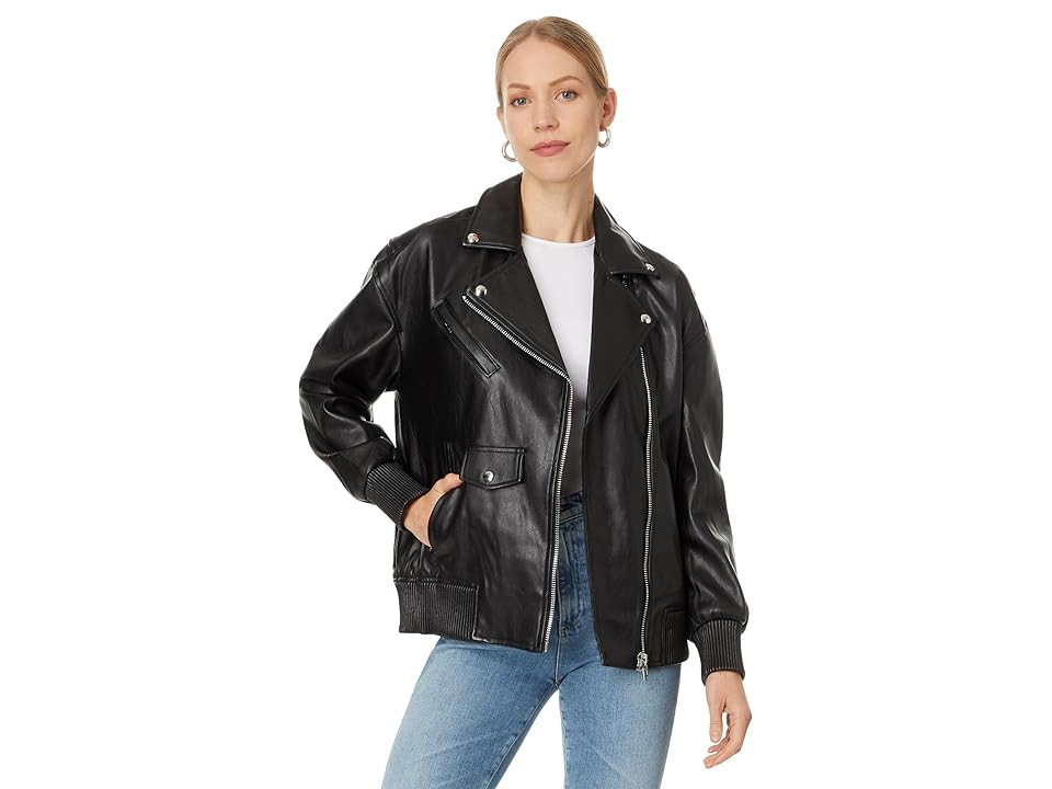 Blank NYC Vegan Leather Moto Jacket Women's Jacket Black 1 : SM, Faux Leather/Viscose | Zappos