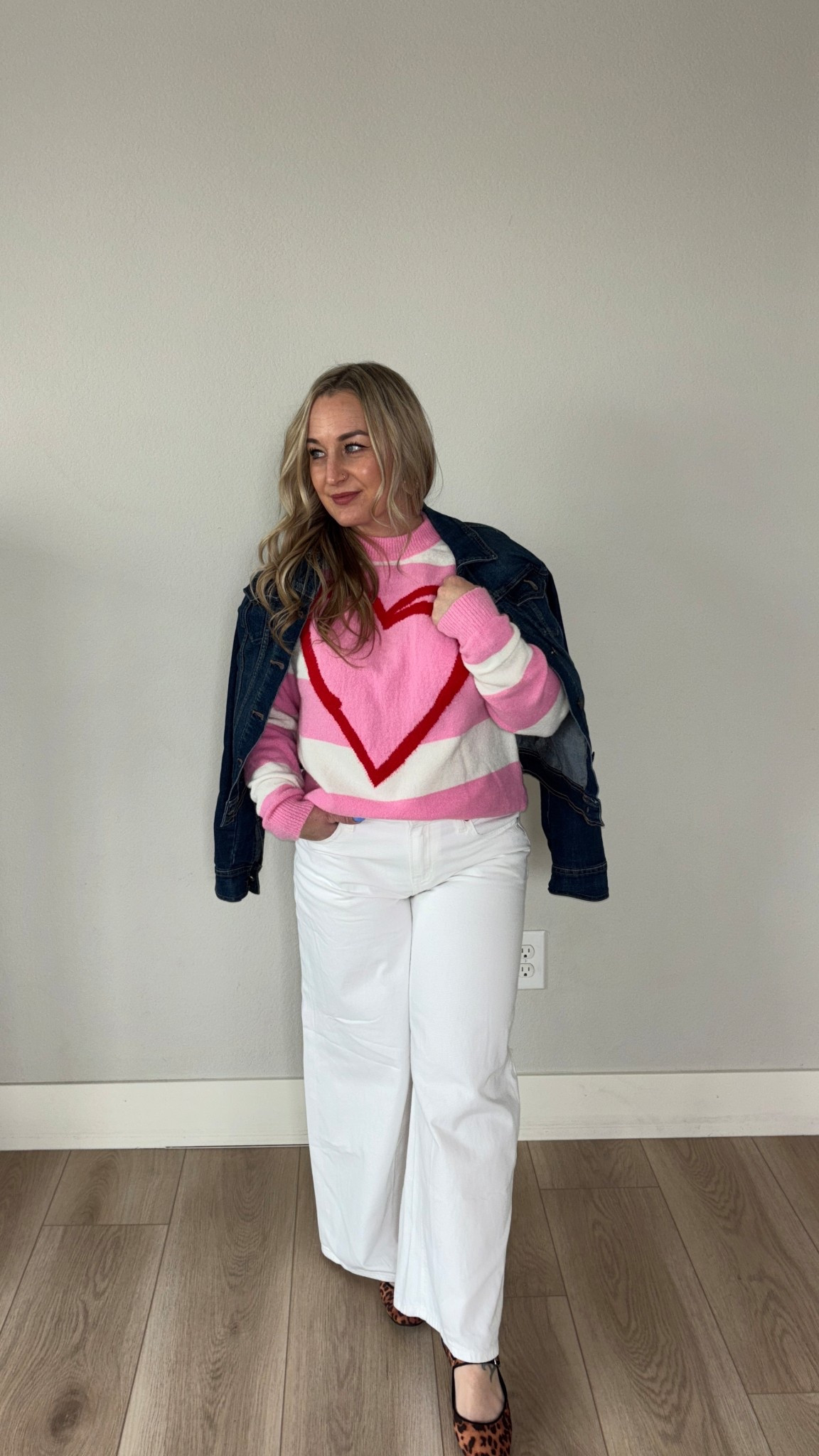 Little bit more of a classy yet still casual look.

This weather is so soft. Paired with a pair of wide leg jeans from American Eagle and some leopard flats. Love it! 

#LTKValentine #LTKmomlife #LTKootd