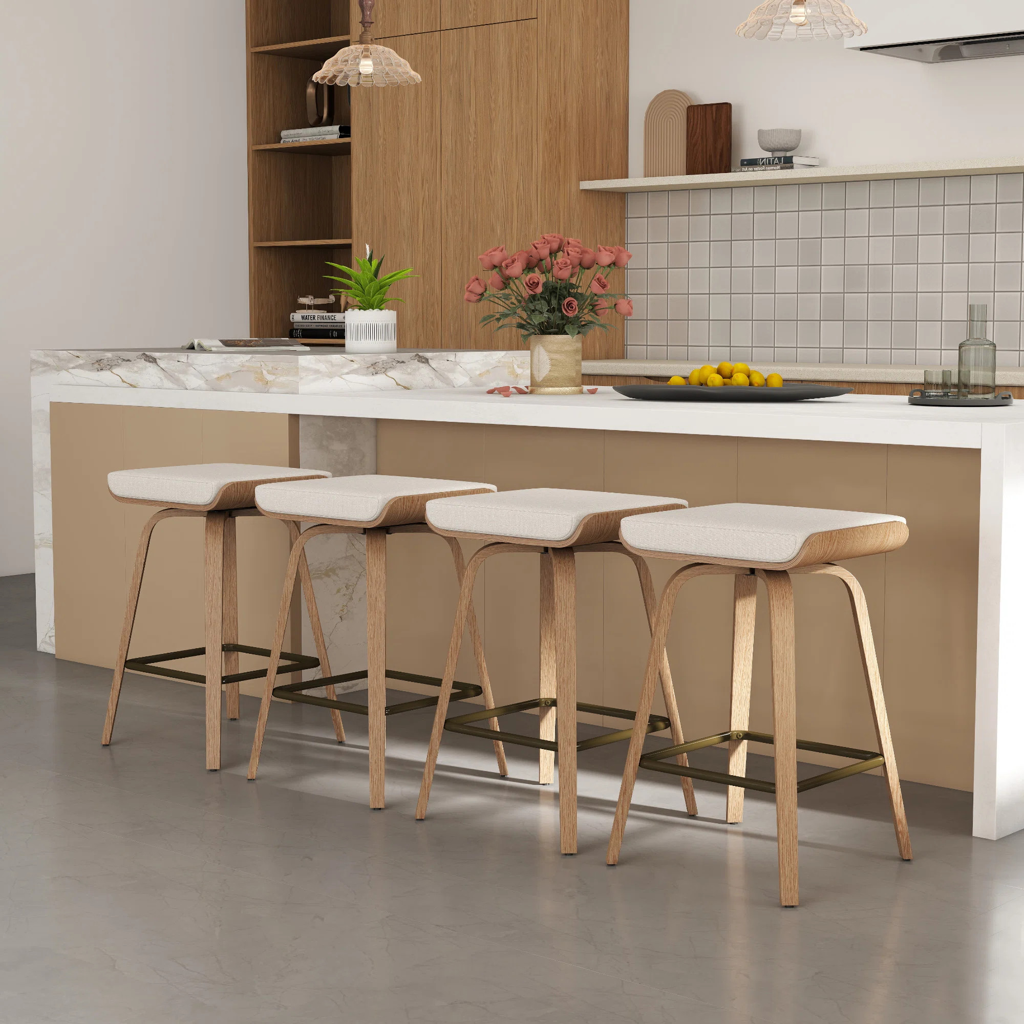 Modern Upholstered Counter Stool With Wood Frame,Counter Height Bar Stool For Kitchen Island,Coff... | Wayfair North America