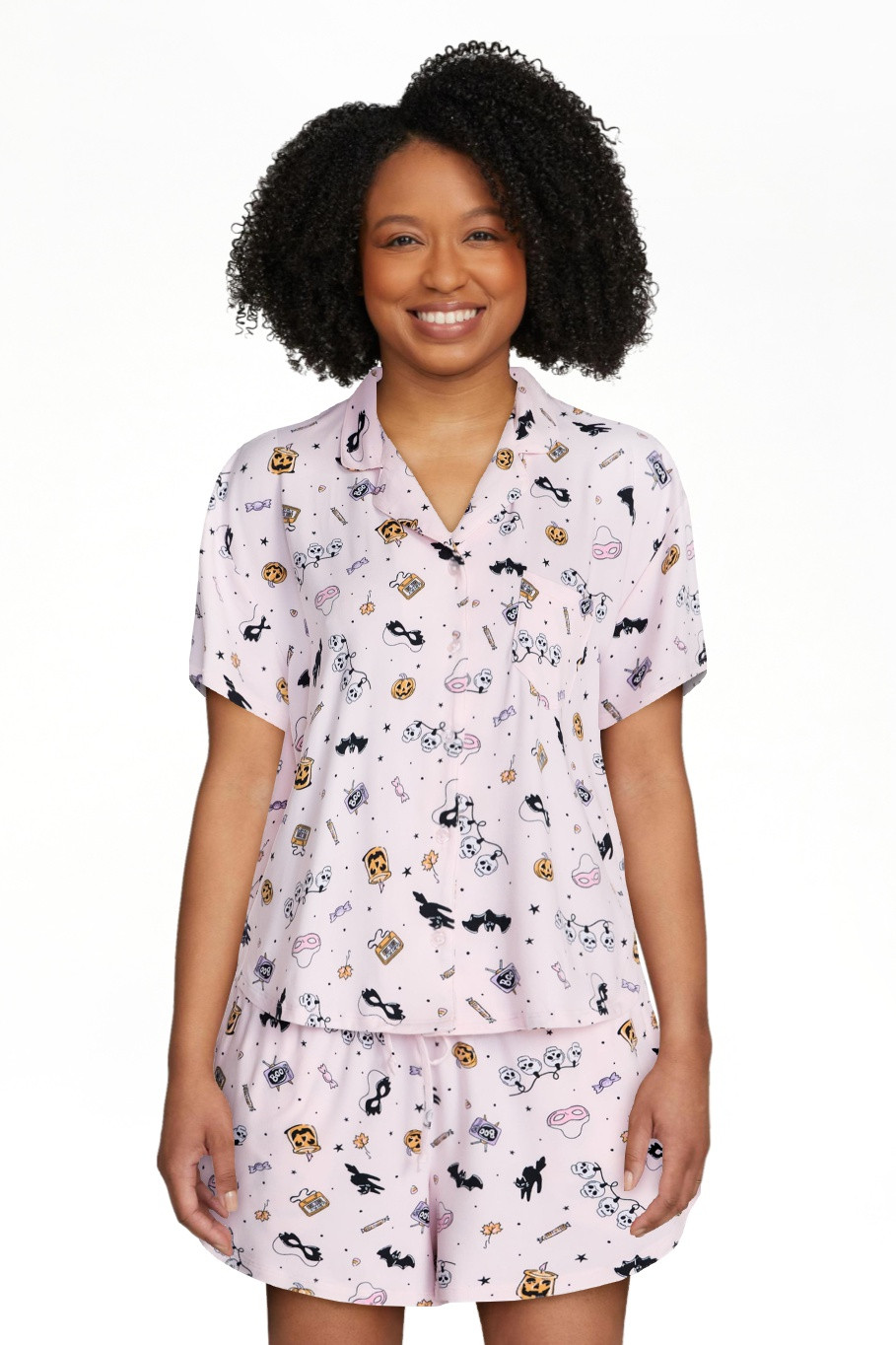 Halloween Women's Notched Top and Shorts Pajama Set from Way to Celebrate, 2-Piece, Sizes XS-3X | Walmart (US)