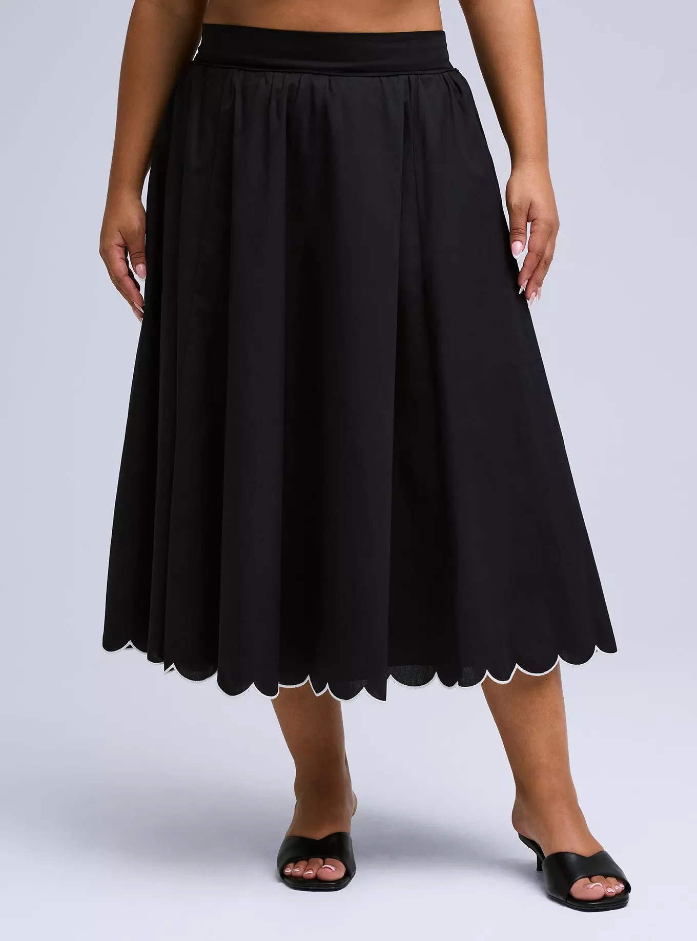 Belle Isle Scalloped Edge Midi Skirt | Torrid (US & Canada)