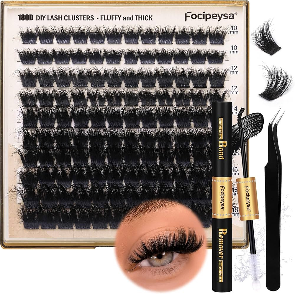 Eyelash Extension Kit Thick Lash Clusters Kit 10-18mm Volume Clusters Lashes 180D Individual Eyel... | Amazon (US)