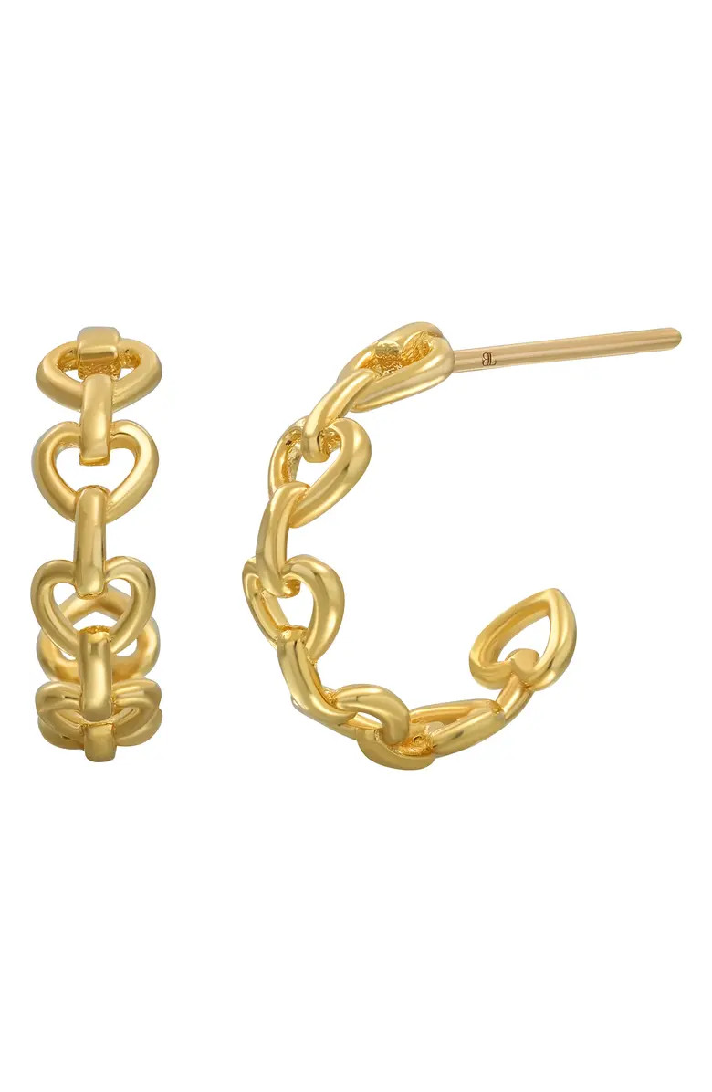 14K Gold Heart Chain Hoop Earrings | Nordstrom