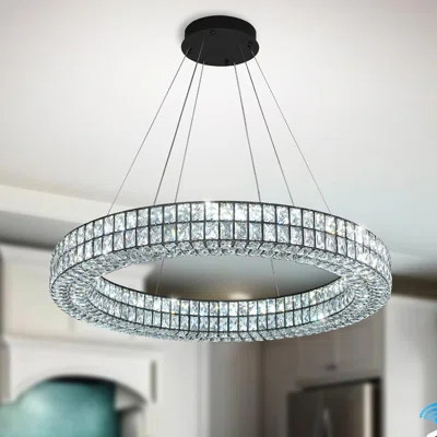 Yangel 1 - Light Stainless Steel LED Crystal Pendant | Wayfair North America