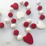 Valentine's Day felt ball garland, Red and white garland, heart garland, 6 foot felt ball garland, 2 | Amazon (US)