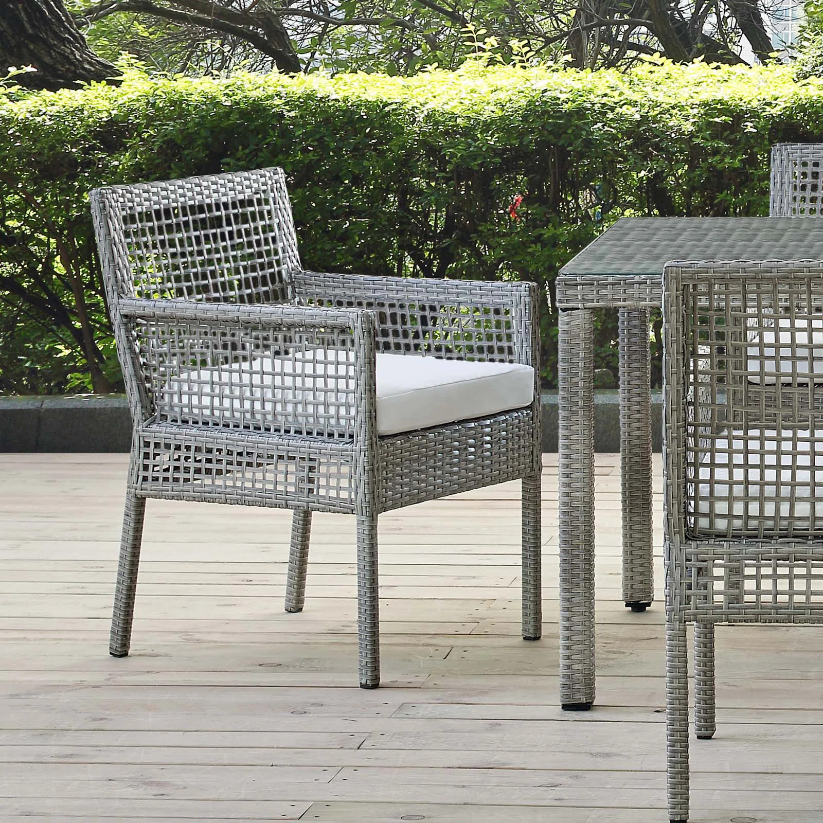 Aura Outdoor Patio Wicker Rattan Dining Armchair | Wayfair North America