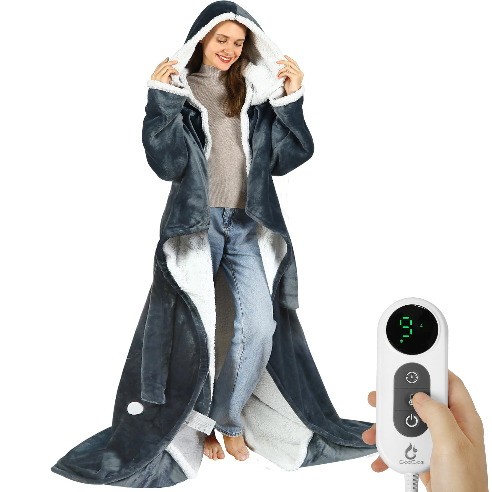 Goocoz Wearable Heated Blankets, Electric Snuggle Blanket with Foot Pockets, Sleeves, Hood, Waist... | Amazon (US)