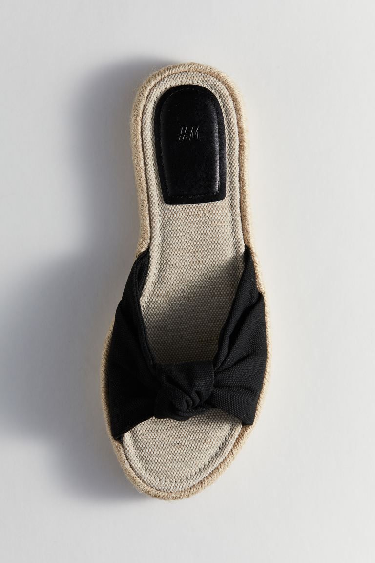 Knot-detail Espadrille Sandals - No heel - Black - Ladies | H&M US | H&M (US + CA)