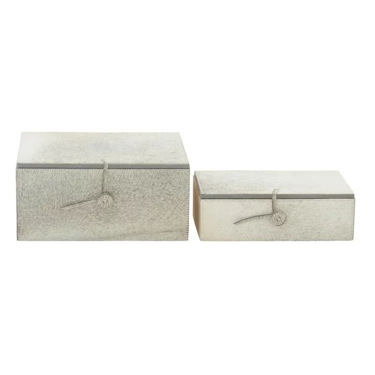DecMode 10", 11"W Leather Natural Box, Grey, 2 - Pieces | Walmart (US)