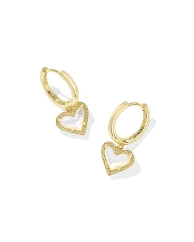 Kendra Scott Ari Heart Huggie Earring in Ivory Mother Of Pearl, 14k Gold-Plated Brass, Fashion Jewelry for Women | Amazon (US)