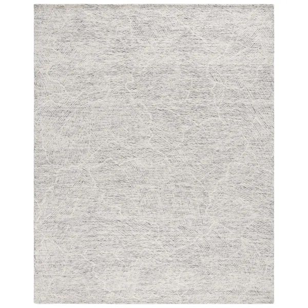 Abstract Handmade Tufted Wool Dark Gray/Ivory Area Rug | Wayfair North America