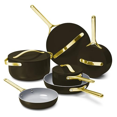 Caraway Deluxe Non-stick Ceramic Cookware Set (16 Piece) Pots, Frying Pans, Lids and Kitchen Stor... | Amazon (US)