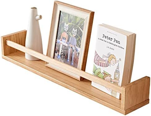 Nursery Shelves, Natural Wood Nursery Floating Shelves for Wall Mounted, Wall Bookshelf for Kids,... | Amazon (US)