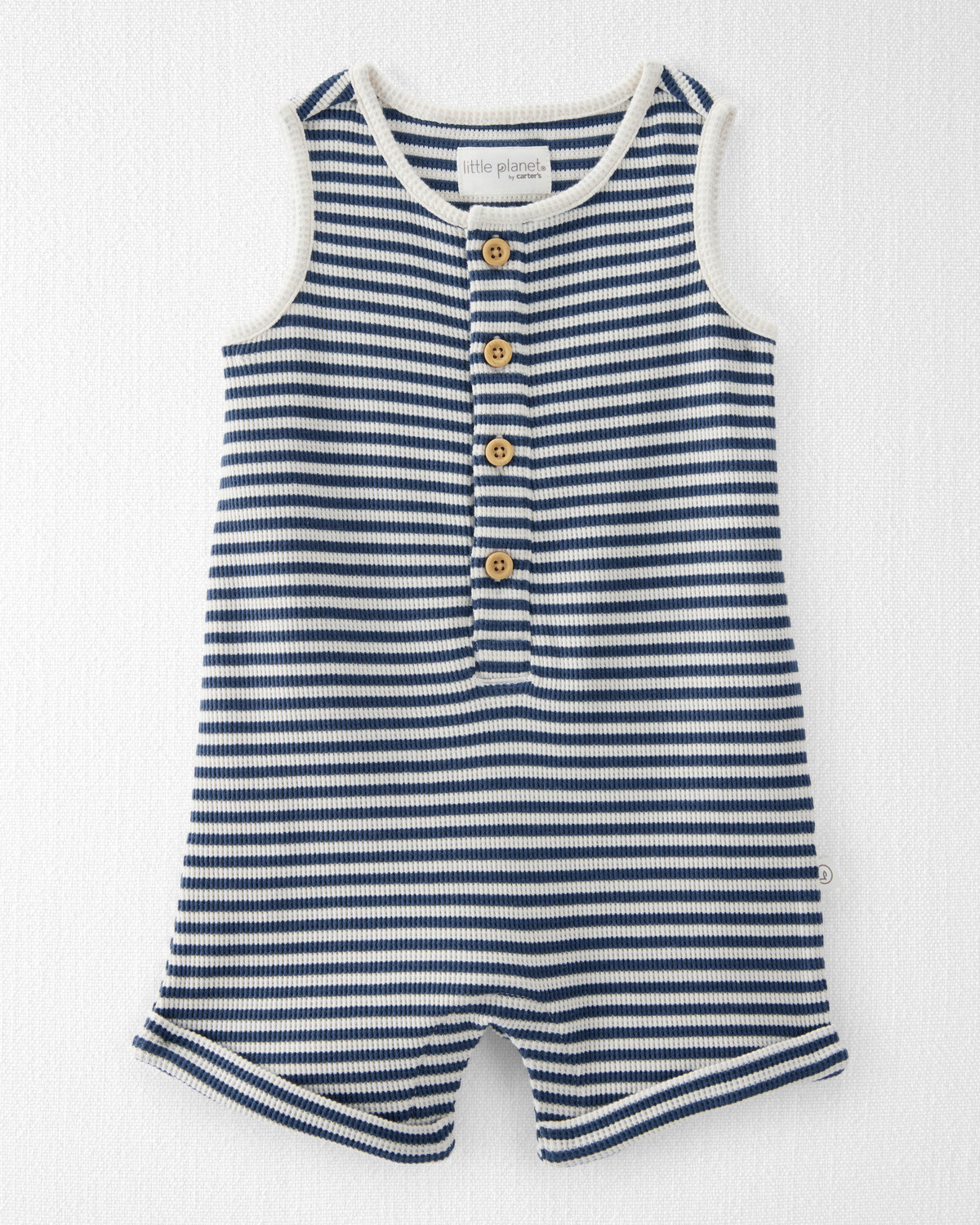 Baby Organic Cotton Waffle Knit Romper in Stripes - Little Planet | Carter's | Carter's Inc