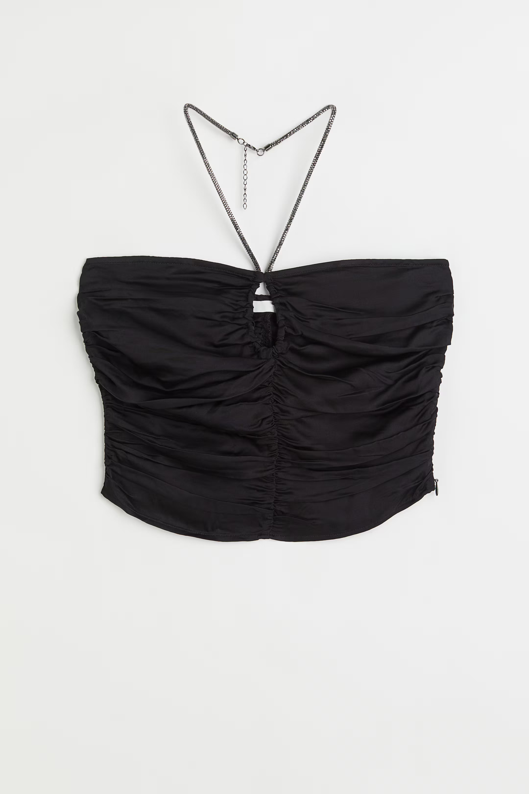 Gerafftes Neckholder-Top aus Satin | H&M (DE, AT, CH, NL, FI)