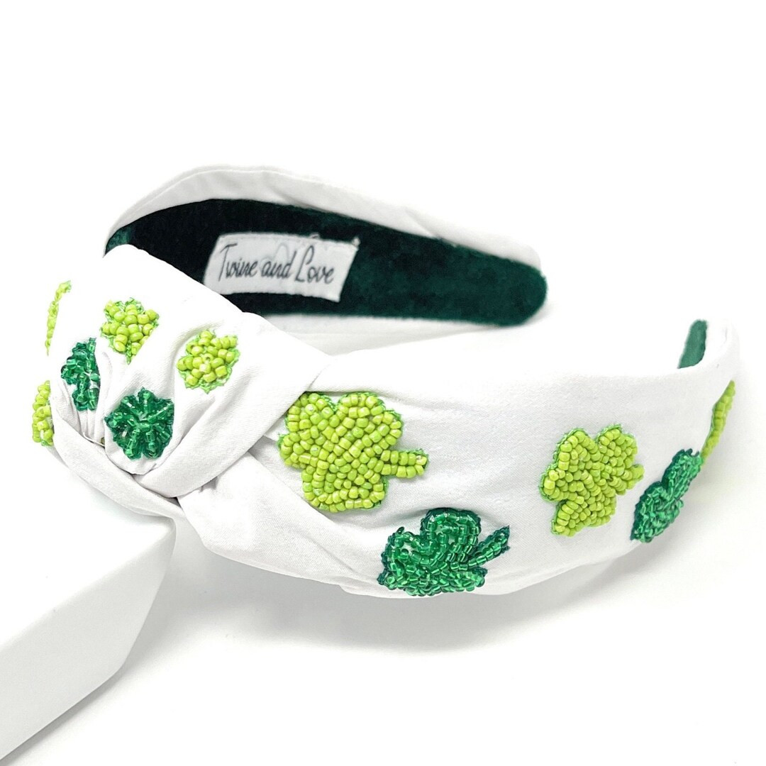 ST. Patrick's Day Hand Bead Knotted Headband Shamrock - Etsy | Etsy (US)