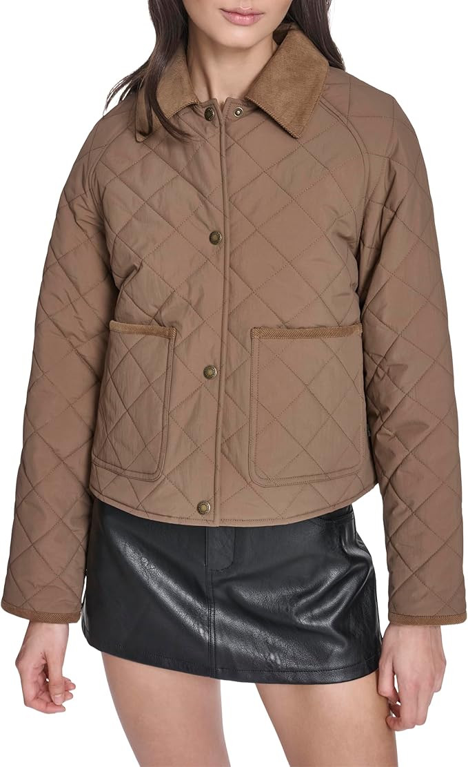 Levi's womens Lightweight Diamond Quilted Jacket With Corduroy Collar | Amazon (US)